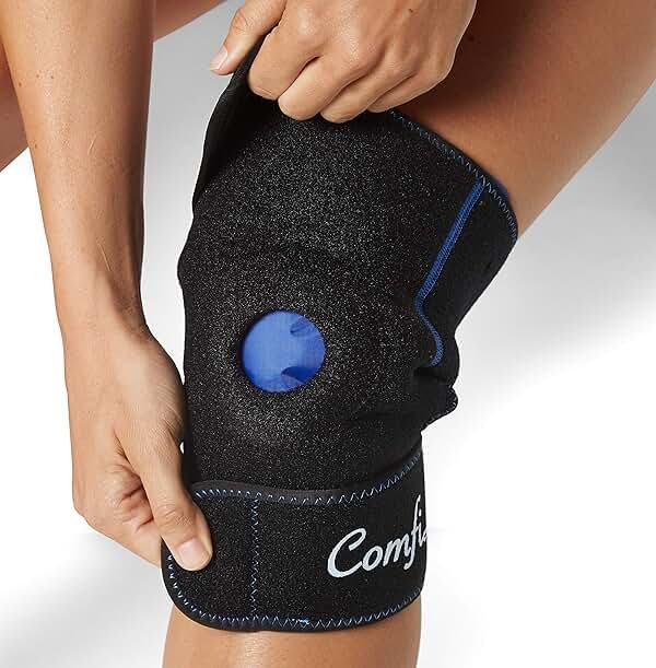 ComfiLife Knee Ice Pack with Wrap Reusable Hot & Cold Therapy Gel Pack Adjustable Compression Support for Injuries, Pain, Surgery, Arthritis, Meniscus and More - Product Image