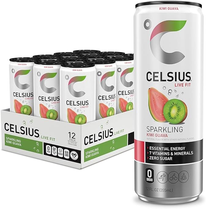 CELSIUS Sparkling Kiwi Guava, Sugar Free Energy Drink, 12 Fl Oz (Pack of 12) - Product Image