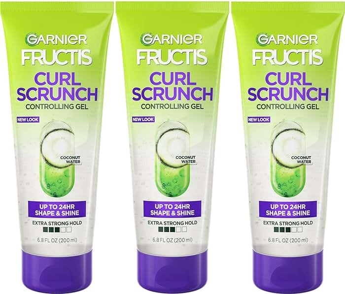 Garnier Fructis Curl Control Scrunching Hair Gel, Curl Jelly for Curly, Wavy, and Coily Hair with Frizz & Edge Control, Up to 24 HR Shape & Shine, 6.8 Fl Oz, 3 Count (Packaging May Vary) - Product Image