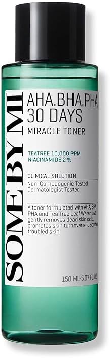 SOME BY MI AHA BHA PHA 30 Days Miracle Toner – 5.07oz, 150ml – Korean Salicylic Acid Exfoliating Face Toner for All Skin Types – Daily Pore Care & Oil Control with 2% Niacinamide – Korean Skin Care - Product Image