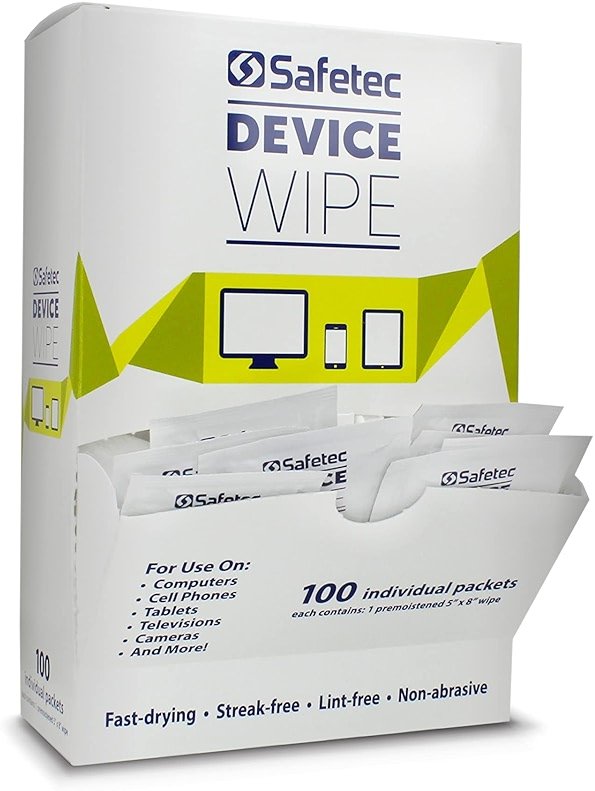 Safetec Device Wipe 100 ct. Box (10 Boxes/case) - Wipes for Cell Phones, Tablets, Computer Screens and Electronic Devices - Product Image