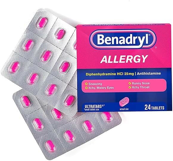 Benadryl Allergy Relief 25 mg Diphenhydramine HCl Tablet, 24 per Box - Product Image