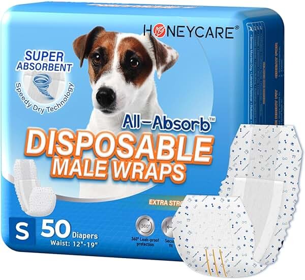 HONEY CARE All-Absorb A26 Male Dog Wrap, 50 Count, Small - Product Image