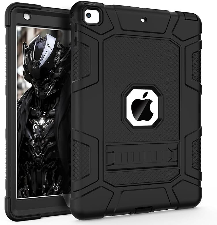 Rantice for iPad 6th/5th Generation Case, iPad Air 2 Case 9.7 Inch, [3-in-1] Heavy Duty Shockproof Rugged Protective Cover with Kickstand for A1893 A1954 A1822 A1823 A1566 A1567, Black - Product Image