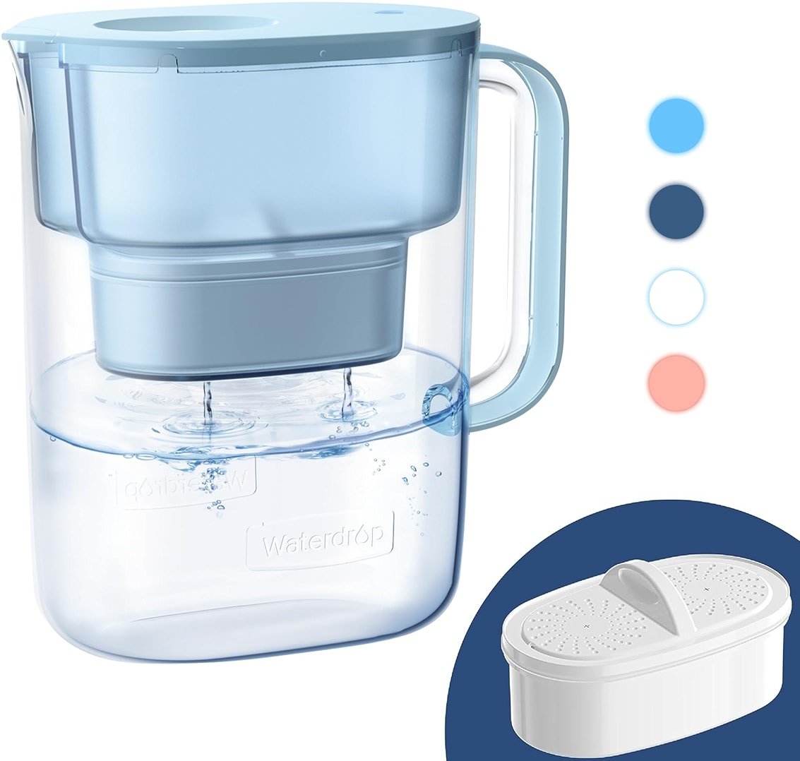 Waterdrop PT-07B Water Filter Pitcher, 10-Cup, NSF Certified, 200-Gallon Long-Life Filter, Improves Coffee & Tea Taste, Reduces PFOA/PFOS and Chlorine, 5X Longer Filter Life, Blue - Product Image