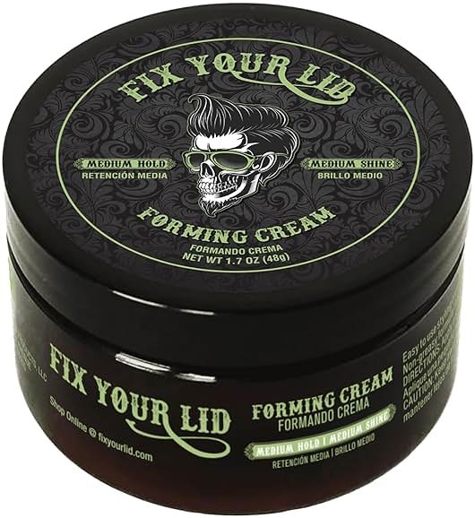 Fix Your Lid Forming Cream 3.75 oz Medium Hold Hair Cream For Men - Mens Hair Gel Medium Shine - All Day Hold Styling Cream For All Hairstyles - Easy To Wash Out - Product Image
