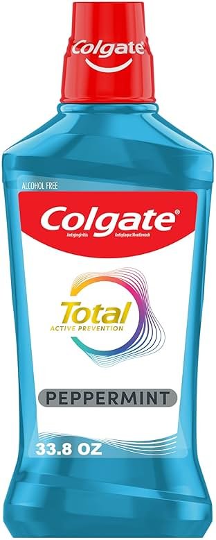 Colgate Total Alcohol Free Mouthwash, Peppermint for Bad Breath, Helps Prevent Gingivitis and Plaque, 3 Pack, 33.8 Oz Each - Product Image