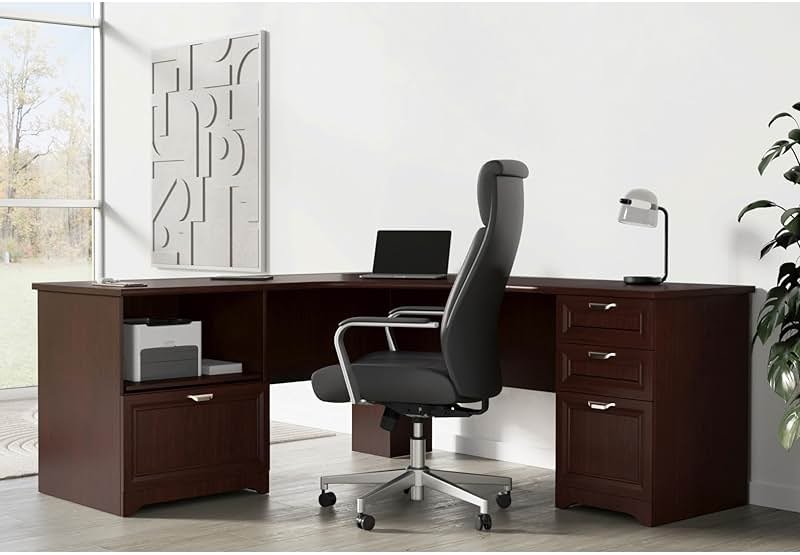 Realspace® Magellan Performance 71"W L-Shaped Corner Desk, Cherry - Product Image