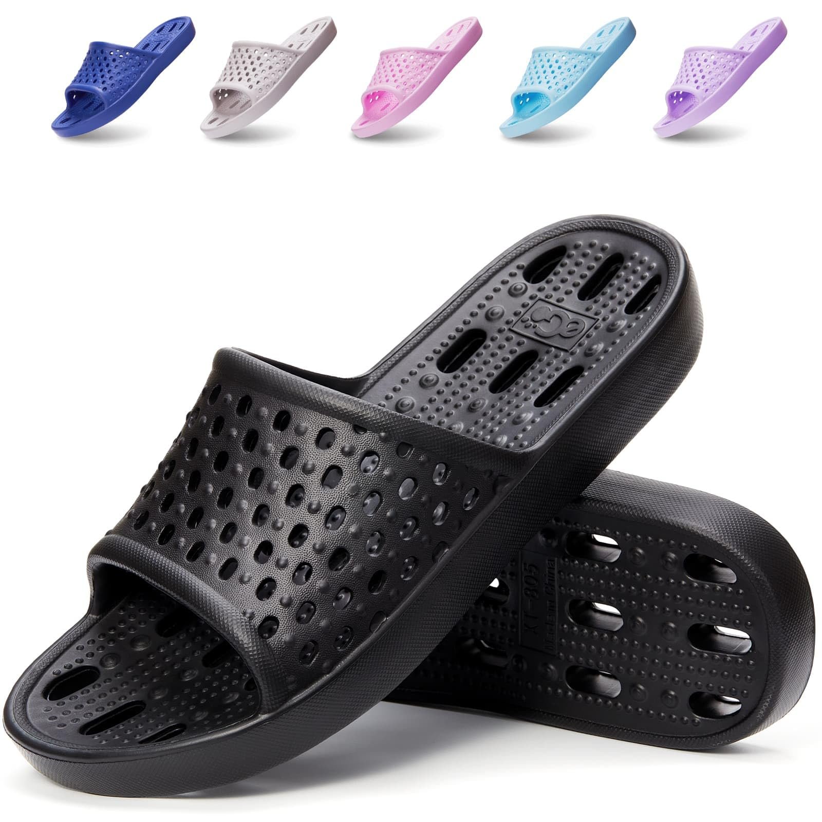 Xomiboe Shower Shoes Men Quick Drying Women Shower Sandals Non-Slip Comfortable House Slippers Bathroom Hotel Flip Flops Slides With Students Gym - Product Image