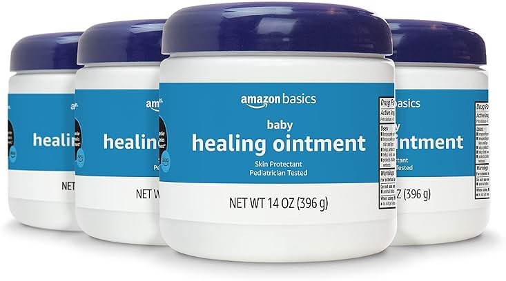 Amazon Basics Healing Ointment for Babies, Skin Protectant for Irritated or Cracked Skin, Pediatrician Tested, 14 Ounce, 4-Pack (Previously Solimo) - Product Image