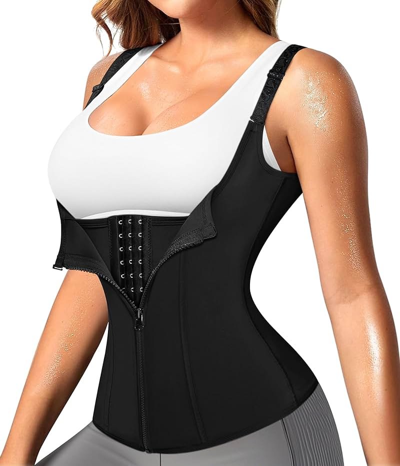 Nebility Waist Trainer for Women Corset Shapewear with Zipper Women's Waist Cincher Tank Top with Adjustable Straps - Product Image