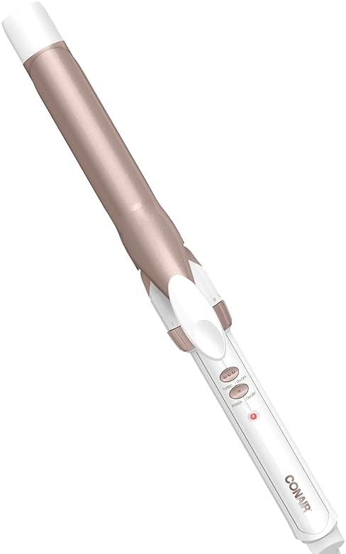 Conair Double Ceramic 1 in. Curling Iron | Double ceramic 1 in. barrel creates classic curls on short to long hair, White/Rose Gold, CD701GNR6 - Product Image