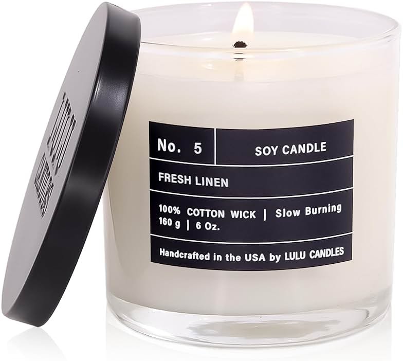 Lulu Candles | Fresh Linen | Luxury Scented Soy Jar Candle | Hand Poured in The USA | Highly Scented & Long Lasting (6 Oz.) - Product Image