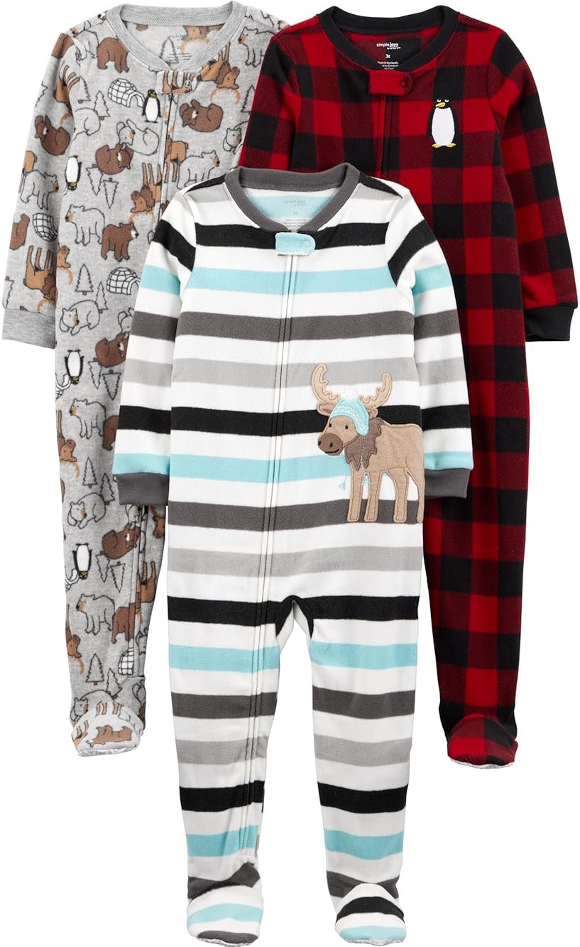 Simple Joys by Carter's Baby Boys Loose-Fit Flame Resistant Fleece Footed Pajamas - Product Image