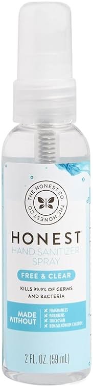 The Honest Company Plant-Based Hand Sanitizer Spray, Kills 99.9% of Germs, Hypoallergenic, Quick-drying, Moisturizing, Fragrance-Free, 2 fl oz - Product Image