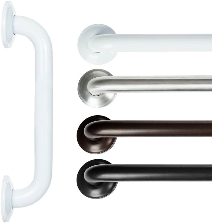Vive Grab Bar for Showers - Bathroom Antislip Handrail for Seniors, Elderly Assistance Product, Heavy Duty Shower Handles, Handicap Grab Bars, Stainless Steel, Multipurpose, 440 lbs (White) - Product Image