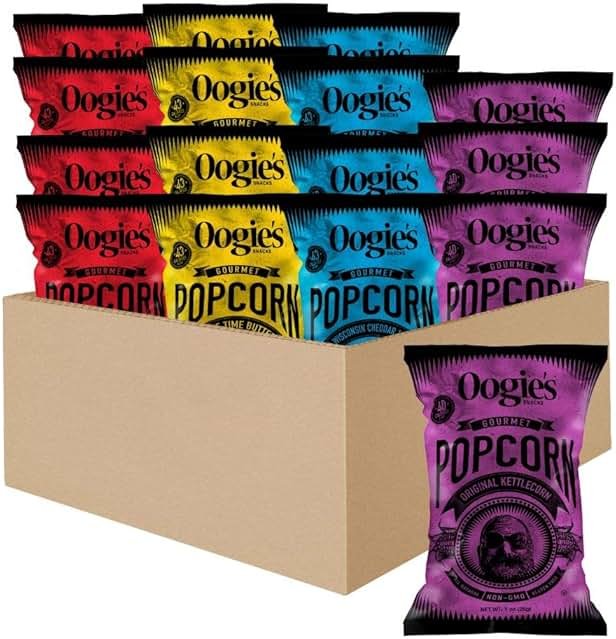 Oogie's Gourmet Popcorn| 16 Pack | Variety Flavor Pack | Gluten Free Popcorn Snacks | 1oz Individual Bags - Product Image