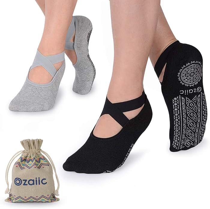 Ozaiic Pilates Socks for Women Non Slip Grip, Yoga Socks with Grippers for Barre, Hospital, Ballet, Dance, Barefoot Workout - Product Image