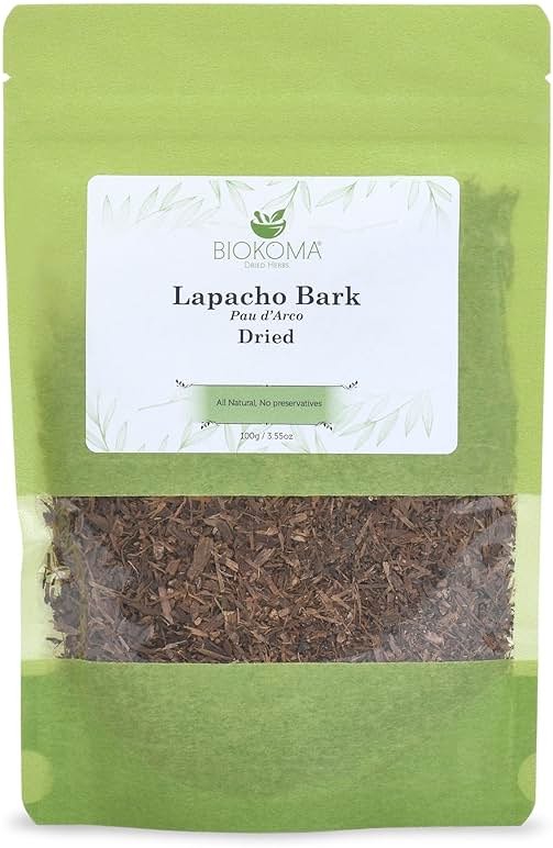 Biokoma Lapacho Bark Pau d'Arco Dried Herb 3.55 oz - Loose Pau d'Arco Herbal Tea Bark - Pure Natural Caffeine Free - No Additives - No Preservatives - Kosher - Product Image