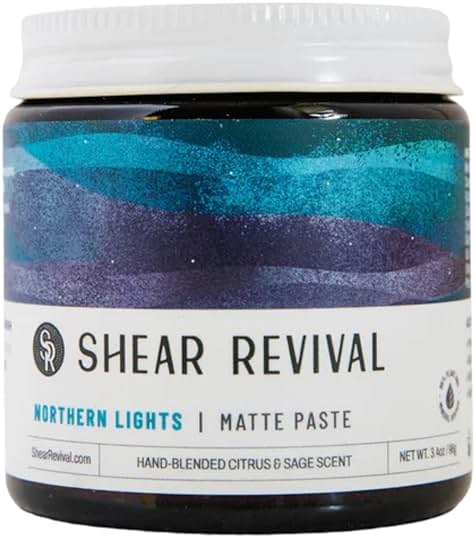 Shear Revival Northern Lights Matte Paste Pomade for Men & Women - Firm Hold, Matte Finish Hair for All Hair Types, 99% All Natural Ingredients, Citrus & Sage Scent, Travel Friendly 3.4oz - Product Image