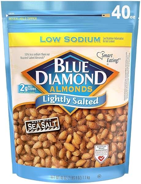 Blue Diamond Almonds Low Sodium Lightly Salted Snack Nuts, 40 Oz Resealable Bag (Pack of 1) - Product Image