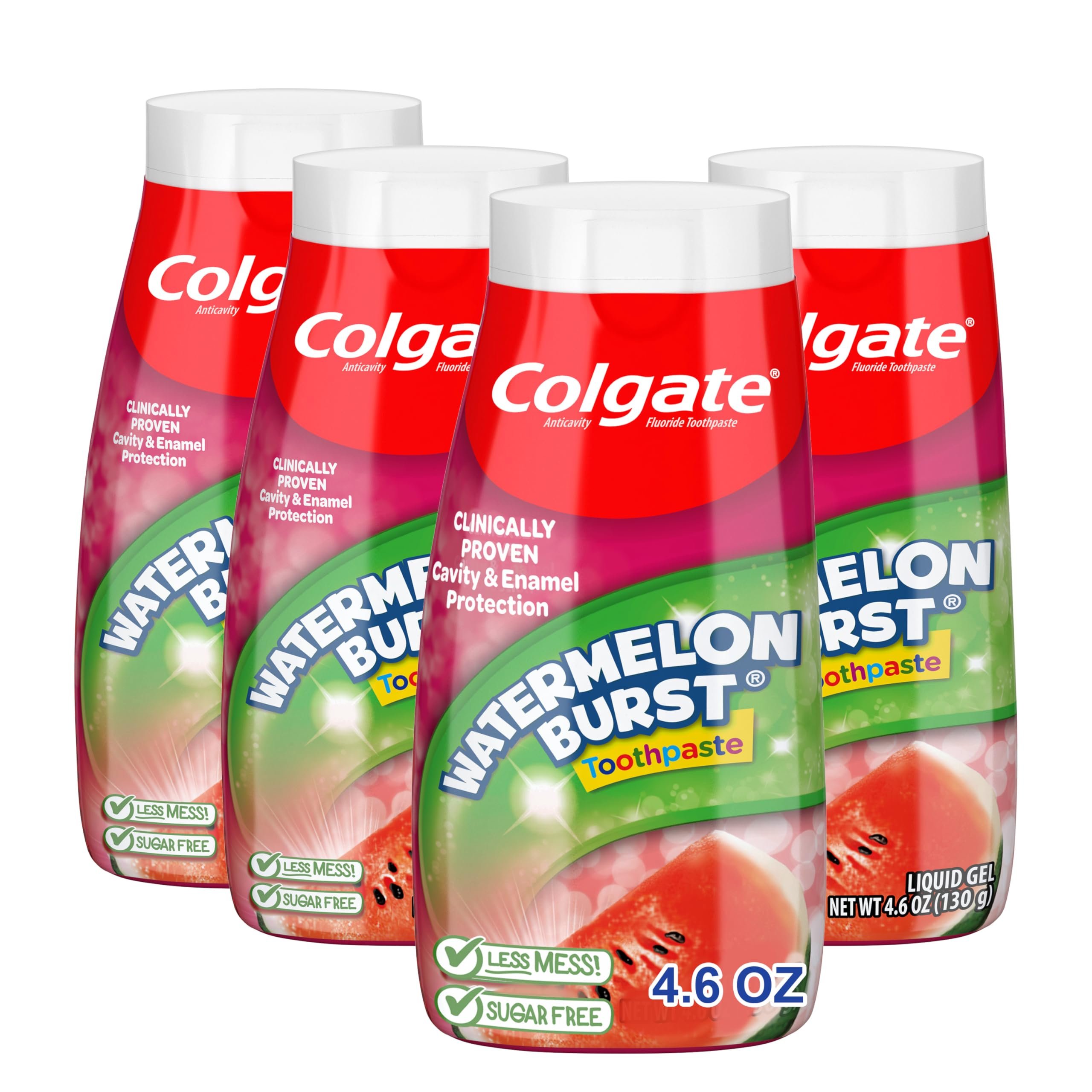 Colgate Anticavity Kids Toothpaste with Fluoride for Ages 2+, Watermelon Burst Flavor - 4.6 Ounce (4 Pack) - Product Image