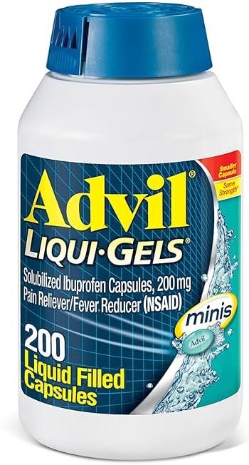 Advil Liqui-Gels minis Pain Reliever and Fever Reducer, Pain Medicine for Adults with Ibuprofen 200mg for Pain Relief - 200 Liquid Filled Capsules - Product Image