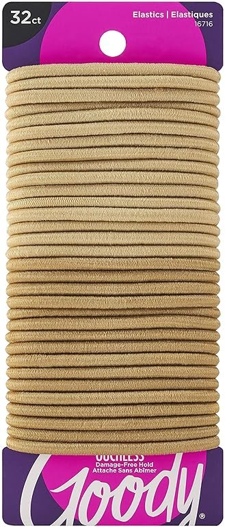 Goody Ouchless Elastic Hair Tie - 32 Count, Blonde - 4MM for Medium Hair - Slideproof Pain-Free Hair Accessories for Men, Women, Boys, and Girls - Perfect for Long Lasting Braids, Ponytails, and More - Product Image
