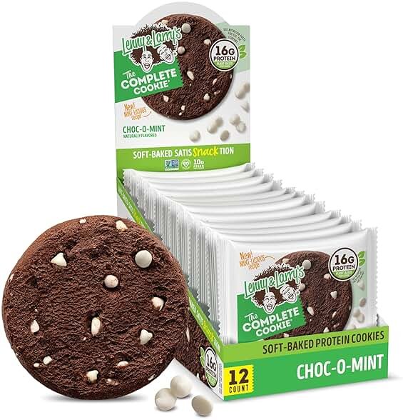 Lenny & Larry's Protein Cookie, Choc-O-Mint – High Protein Snacks with 16g Plant Protein, 10g Fiber, Soft-Baked, Vegan, Non-GMO | 4oz, Pack of 12 - Product Image