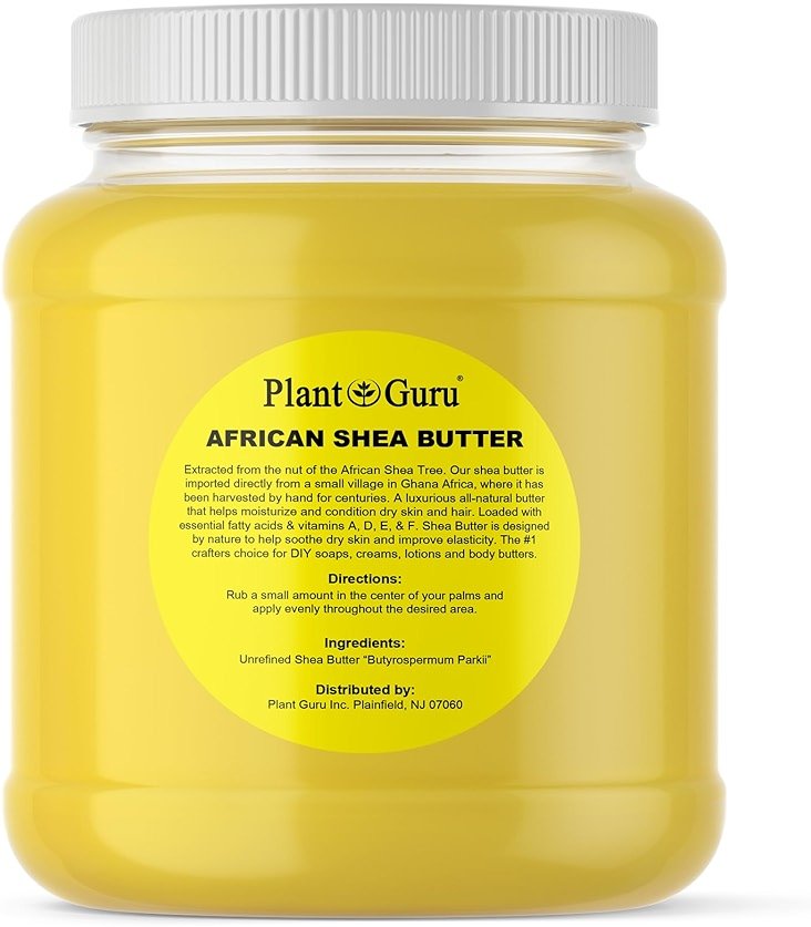 Plant Guru Raw African Shea Butter 3 lbs. Bulk 100% Pure Natural Unrefined YELLOW Grade A - Ideal Moisturizer For Dry Skin, Body, Face And Hair Growth. Great For DIY Soap and Lip balm Making. - Product Image