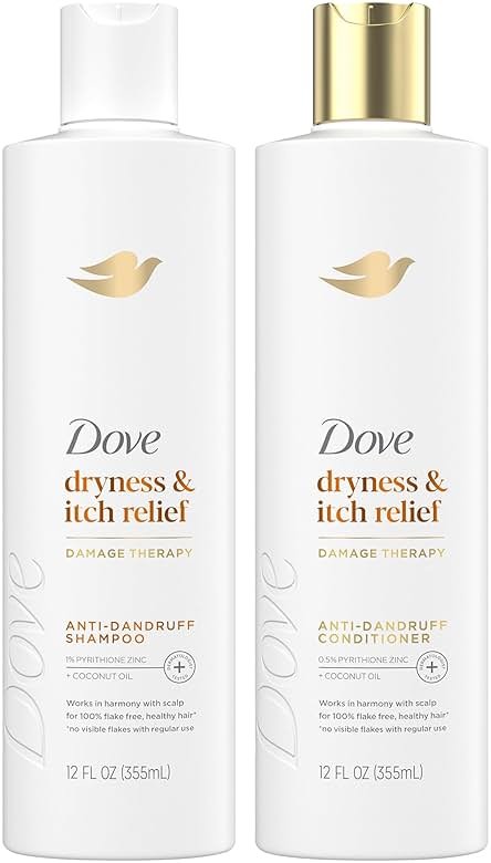 Dove Shampoo and Conditioner Set - DermaCare Scalp Dryness & Itch Relief, Pyrithione Zinc Shampoo and Conditioner, Anti-Dandruff, Anti-Frizz, Smoothing Hair Care, 12 Oz (2 Piece Set) - Product Image