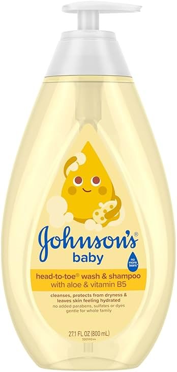 Johnson's Baby Head-To-Toe 2 in 1 Tear Free Wash & Shampoo with Aloe Vera and Vitamin B5, Safe and Gentle for Newborns and Delicate Skin, Hypoallergenic and pH Balanced, 27.1 Fl Oz - Product Image