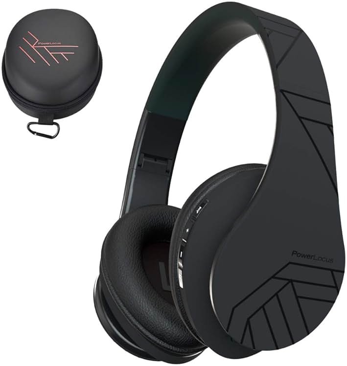 PowerLocus Bluetooth Over-Ear Headphones, Wireless Stereo Foldable Headphones Wireless and Wired Headsets with Built-in Mic, Micro SD/TF, FM for iPhone/Samsung/iPad/PC (Black) - Product Image