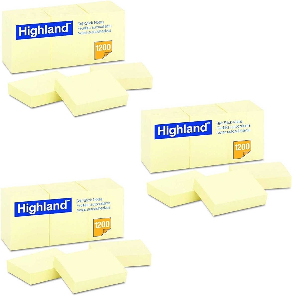 Highland 6539YW Self-Stick Notes, 1 1/2 x 2, Yellow, 100-Sheet (Pack of 36) - Product Image