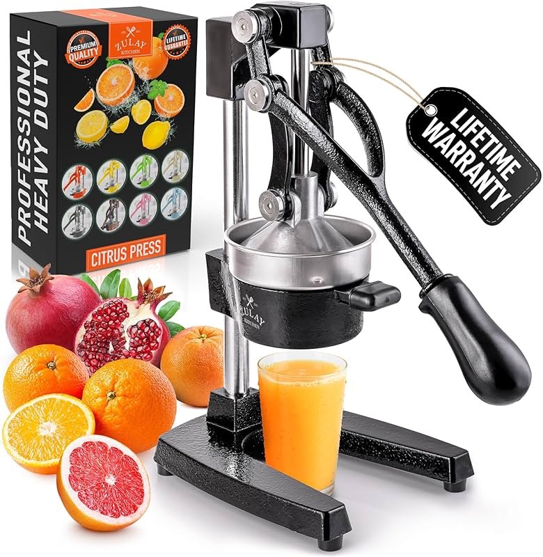Zulay Kitchen Cast Iron Juicer - Heavy Duty Manual Juicer with Detachable Strainers for Easy Cleaning, Orange Juice Press for Citrus Fruits, Perfect for Bartenders, Juice Lovers & Health Enthusiasts - Product Image