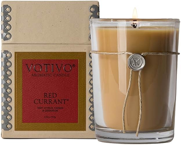 Votivo Red Currant 6.8 oz Aromatic Candle | Soy Wax Blend | Luxury Glass Jar Scented Candle & Box | Candles for Home Scented | Long Burning & Highly Scented - Product Image