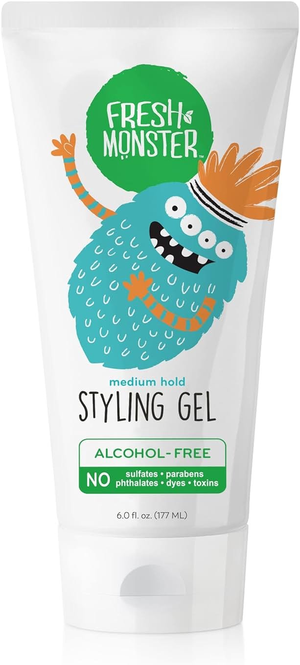 Fresh Monster Kids Hair Styling Gel, Medium Hold Alcohol-Free, Natural Hair Gel for Kids & Toddlers (6oz.) - Product Image