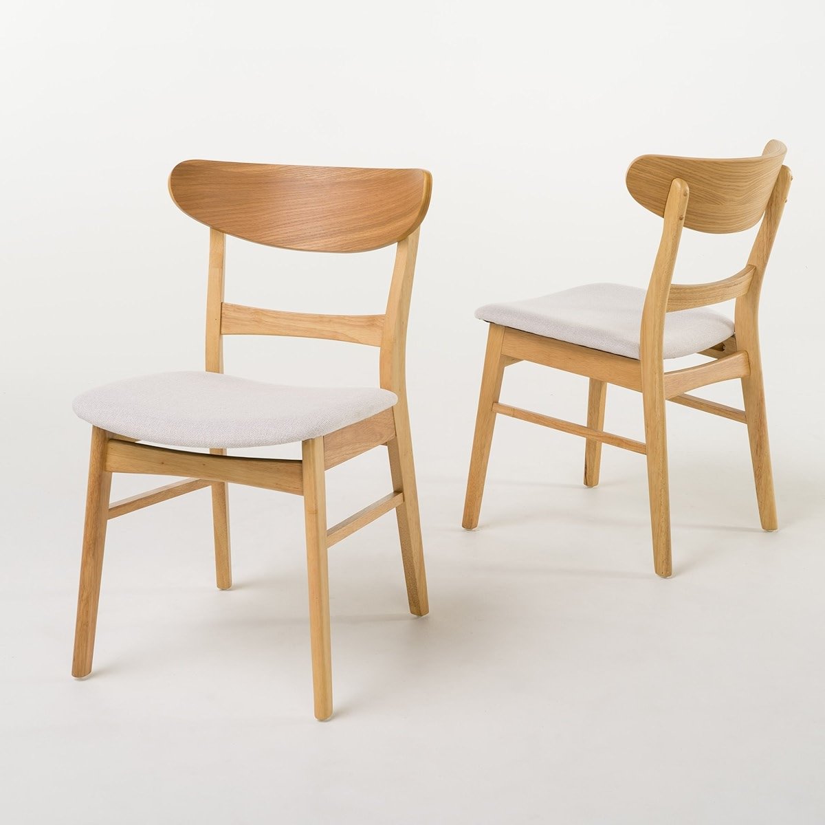 Christopher Knight Home Idalia Dining Chairs, 2-Pcs Set, Light Beige / Oak Finish - Product Image