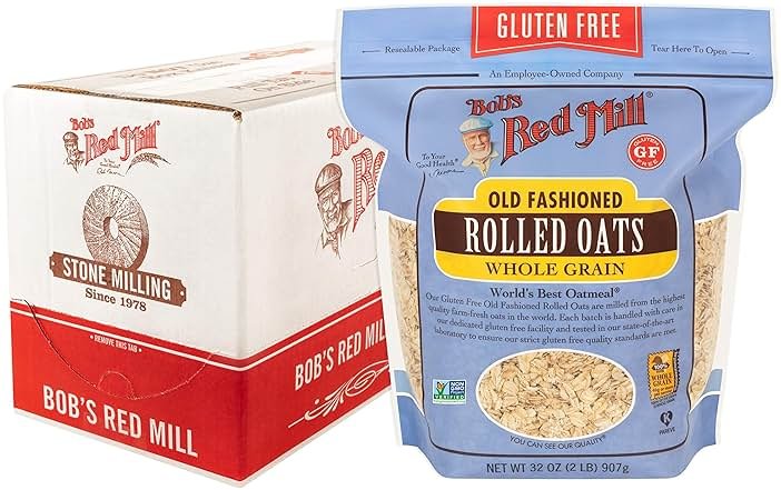 Bob's Red Mill Gluten Free Old Fashioned Rolled Oats, 32oz (Pack of 4) - Gluten Free, Non GMO, Whole Grain, Vegan, Kosher - Product Image
