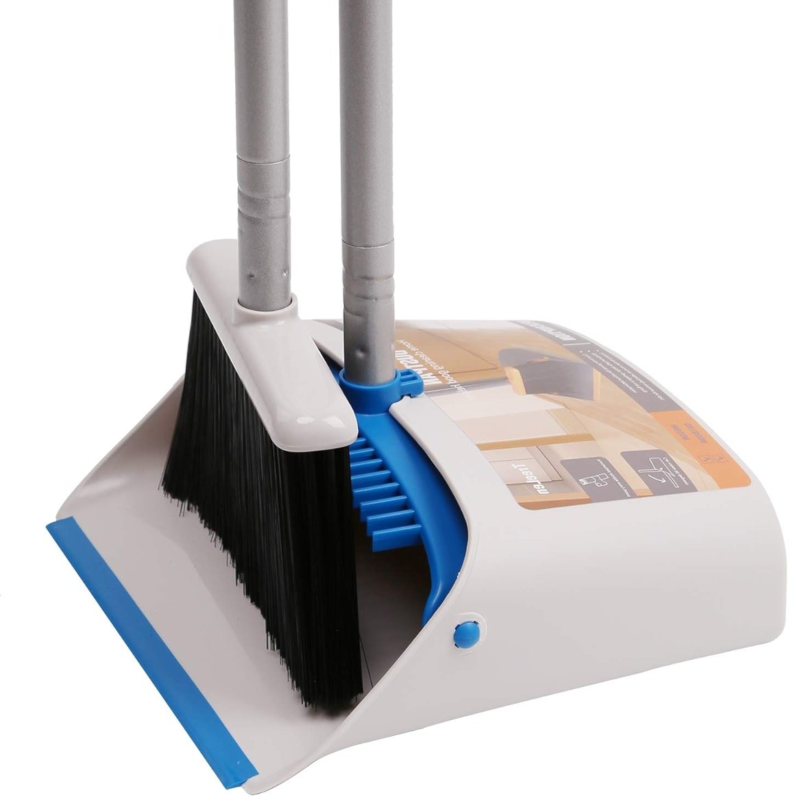 TreeLen Long Handle Broom and Dustpan Set,Upright Dust Pan Combo for Home, Kitchen, Room, Office, Lobby Floor Use Without Bending - Product Image