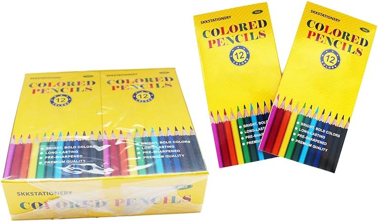 SKKSTATIONERY 144Pcs Colored Pencils, Pre-sharpened, coloring pencils Bulk Back to School Supplies For Teachers 12 Colors, 12pcs/box, Total: 144Pcs. - Product Image