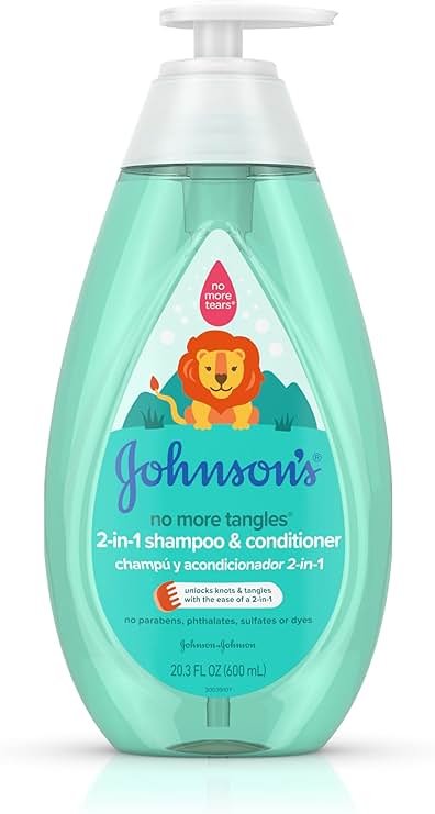 Johnson's Kids No More Tangles 2-in-1 Detangling Shampoo & Conditioner for Kids & Toddlers, Gentle & No More Tears, Hypoallergenic & Free of Parabens, Sulfates & Dyes 20.3 fl. oz - Product Image