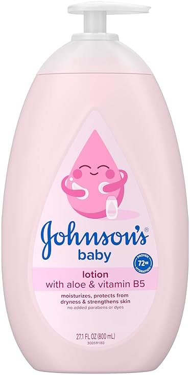 Johnson's Baby lotion with coconut oil, aloe vera & vitamin b5, 72 hour hydration, gentle baby moisturizer, hypoallergenic, safe for newborns, helps protect from dryness, 27.1 fl oz - Product Image
