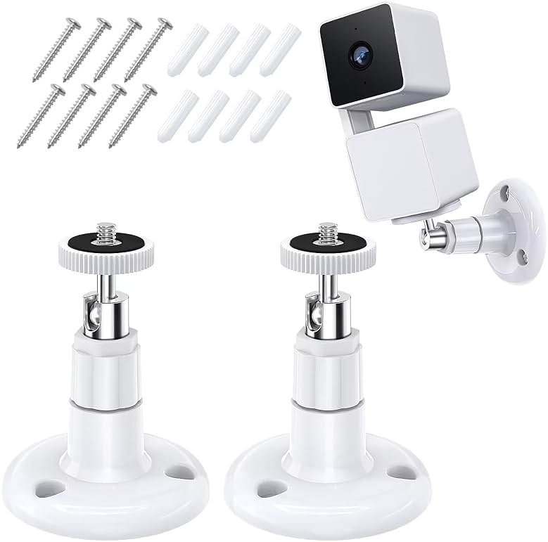 FastSnail Wall Mount Compatible with Wyze Cam Pan V3 & Wyze Cam V4/V3 & Wyze Cam Outdoor/Indoor, 360 Degree Swivel Adjustable Bracket for Wyze Cam and Other Camera with Same Interface 2 Pack - Product Image