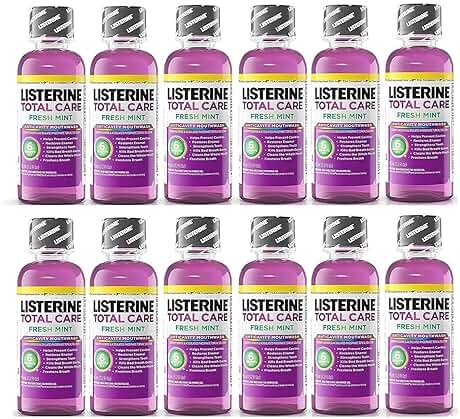 Listerine Total Care Fresh Mint Antiseptic Mouthwash, Travel Size 3.2 Ounces (95ml) - Pack of 12 - Product Image