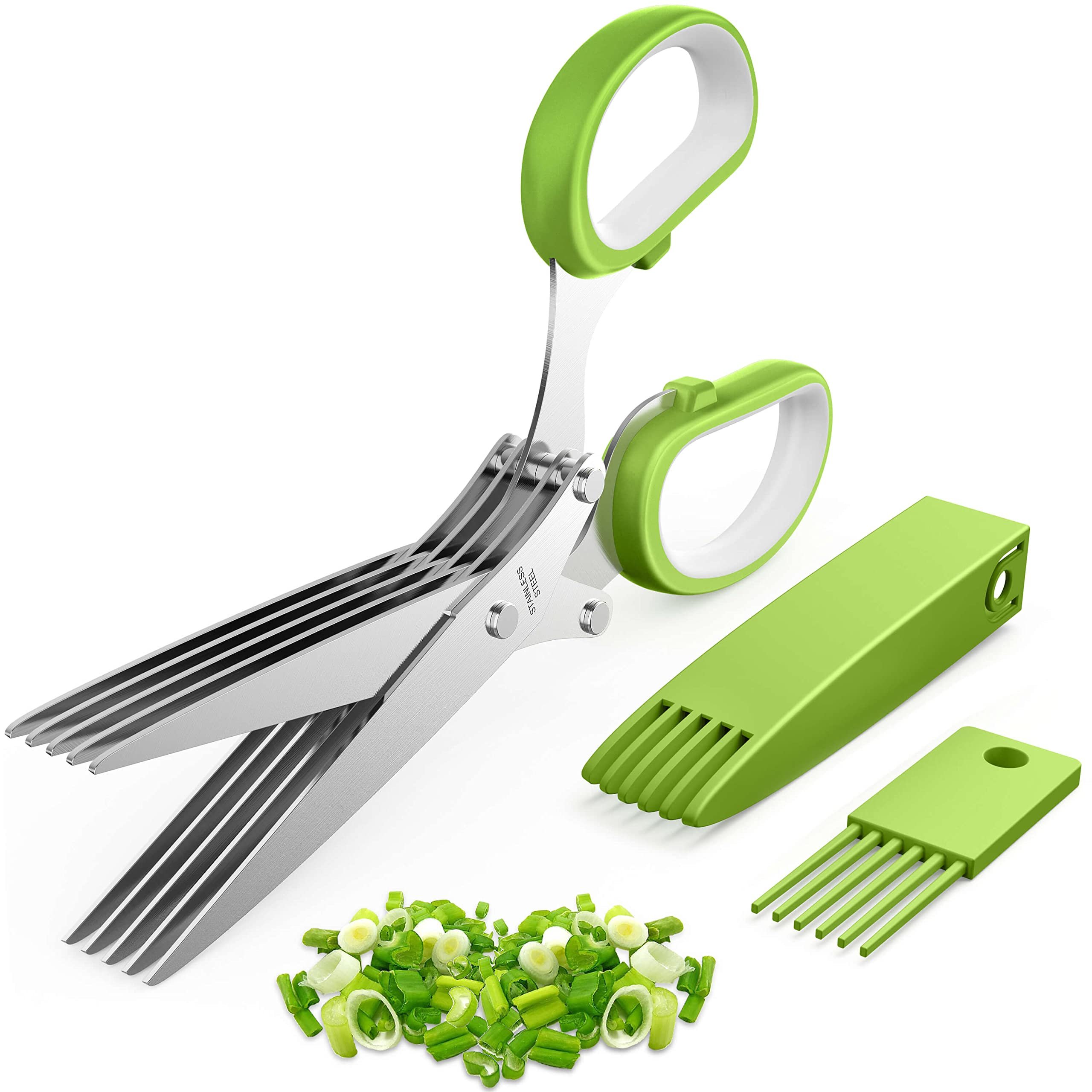 2026 Upgraded Herb Scissors, Effortless Herb Shears Cutter Tool with Sharp Stainless Steel Blades for Fresh Herbs, Must-Have Kitchen & Cooking Gadget, Green - Product Image