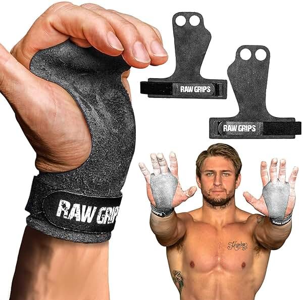 JerkFit Raw Grips 3.0, 2 Finger Leather Gymnastics Grips - Pull Up Grips for Cross Training Hand Protection - Hand Grips for Gymnastics Bars, Palm Guards for Athletes to Prevent Rips and Blisters - Product Image
