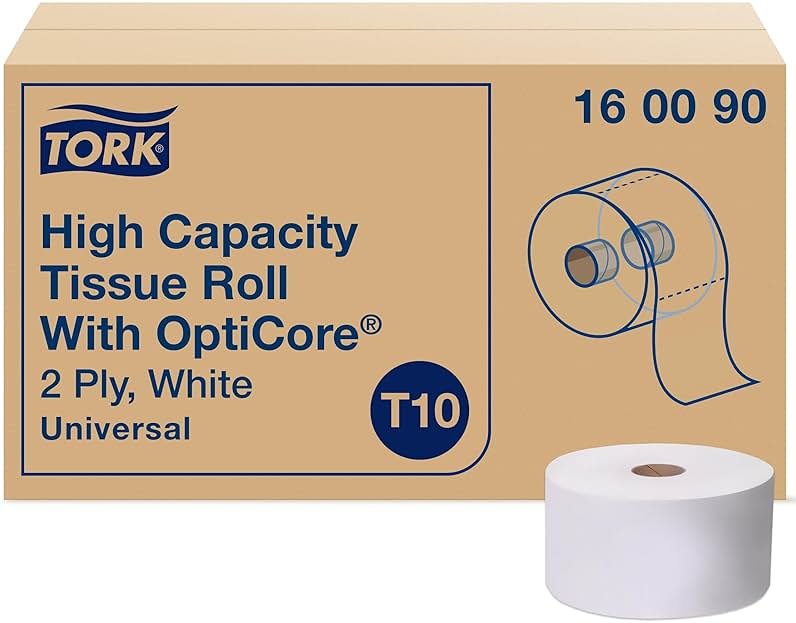 Tork OptiCore® Mid-size Toilet Paper Roll White T10, Universal, 2-ply, 12 x 2000 sheets, 160090 - Product Image