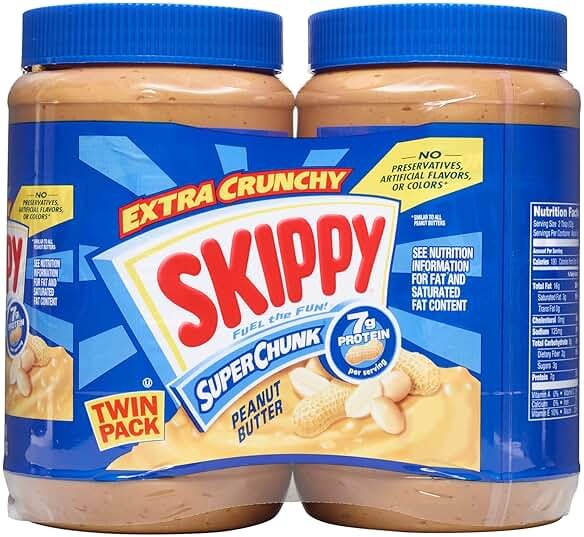 SKIPPY Chunky Peanut Butter, Crunchy Peanut Butter, Twin Pack, 40oz Jars - Product Image