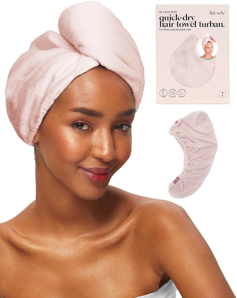 Kitsch Microfiber Hair Towel Wrap for Women - Super Absorbent Hair Drying Towel - Quick Dry, Anti-Frizz - for Long & Short, Wet & Curly Hair - Blush - Product Image